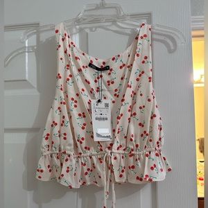 Zara cherry top size large New with tags
